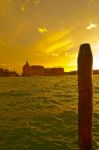 Venice Italy Lagune View With Bricole Stock Photo