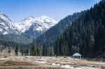 Panoramic View Of Beautiful Mountain Landscape Small Village  Stock Photo