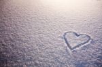 Beautiful Romantic Background With Heart On Snow Stock Photo