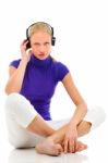 Girl With Headphone Stock Photo