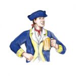 American Patriot Holding Beer Mug Toast Watercolor Stock Photo