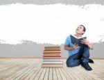 Man Reading Book Stock Photo