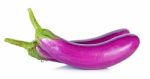 Purple Eggplant Isolated On The White Background Stock Photo