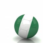 Nigeria Soccer Ball On Dark Background Stock Photo