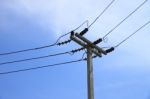 Horizontal Top Electric Pole Stock Photo