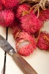 Fresh Rambutan Fruits Stock Photo