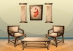 Cartoon  Illustration Interior Chinese Room With Separated Layers Stock Photo