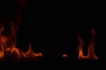 Beautiful Fire Flames On Black Background Stock Photo