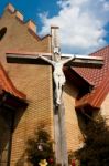 Cross Near The Church Stock Photo