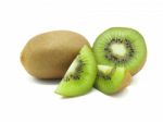 Slice Of Fresh Juicy Delicious And Healthy Kiwi Fruit, Isolated Stock Photo