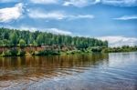 Landscape With River And Forest Stock Photo