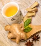 Japanese Ginger Tea Shows Natural Spice And Refreshed Stock Photo