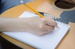 Relaxing Time With Classical Acoustic Guitar Stock Photo