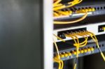 Fiber Optic With Servers In A Technology Data Center Stock Photo