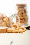 Cashew Nuts On A Glass Jar Stock Photo