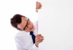 Businessman Holding Blank Board Stock Photo