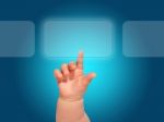 Baby Hand Pressing Button Stock Photo