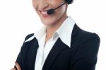 Female Customer Support Executive, Cropped Image Stock Photo