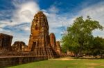 Ancient Buddhist Temple In Ayutthaya, Thailand Stock Photo