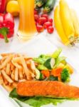 Fresh Chicken Breast Roll And Vegetables Stock Photo