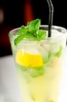 Mojito Caipirina Cocktail With Fresh Mint Leaves Stock Photo