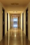 Apartment Corridor To Blue Light Window Stock Photo