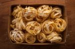 Fettuccine Pasta Italian Food Still Life Rustic Stock Photo