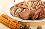 Venison Deer Game Filet And Wild Mushrooms Stock Photo