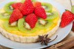 Kiwi And Strawberry Pie Tart Stock Photo