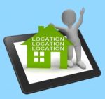 Location Location Location House Tablet Shows Perfect Property A Stock Photo