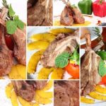 Collage Grilled Rib Lamb Stock Photo