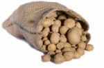 Sack Of Potatoes Stock Photo