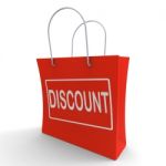 Discount Shopping Bag Means Cut Price Or Reduce Stock Photo