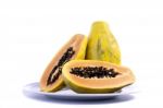 Papaya Fruit Sliced Stock Photo