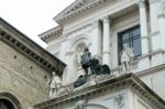 Statues On An Old Neo-classical Building In Citta Alta Bergamo Stock Photo