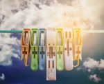 Clothespin With Blue Sky Stock Photo