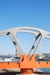 Colorful Bridge At The Docks In Lisbon, Portugal Stock Photo