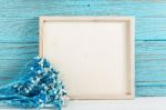 Wood Frame With Flowers Stock Photo