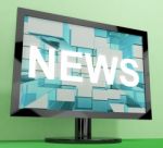 News On TV Screen Stock Photo