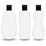 White Plastic Shampoo, Lotion Bottle Cosmetic Package On White Background Stock Photo