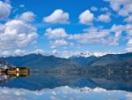 View Over Lake Maggiore And Alps Mountains Stock Photo