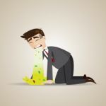 Cartoon Businessman Puke On Floor Stock Photo