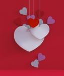 Abstract Hearts Decorated On Red Background For Valentine Stock Photo