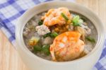 Boiled Rice With Shrimp And Pork Stock Photo