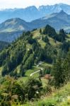 View Of The Countryside From Zwölferhorn Mountain Stock Photo