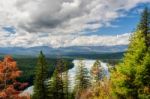 Autumnal View Of Holland Lake In Montana Stock Photo