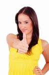 Young Girl Showing Thumbs Up Stock Photo