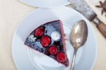 Blueberry And Raspberry Cake Mousse Dessert Stock Photo