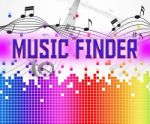 Music Finder Shows Sound Tracks And Audio Stock Photo