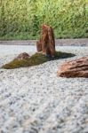 Zen Gardens Typically Contain Gravel And Bare Stones Stock Photo